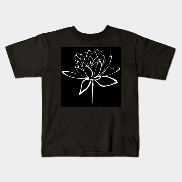 Lotus Flower Calligraphy (White) Kids T-Shirt by Makanahele